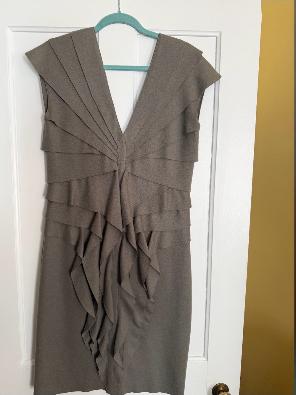 Fendi Taupe Layered Ruffle Midi Dress